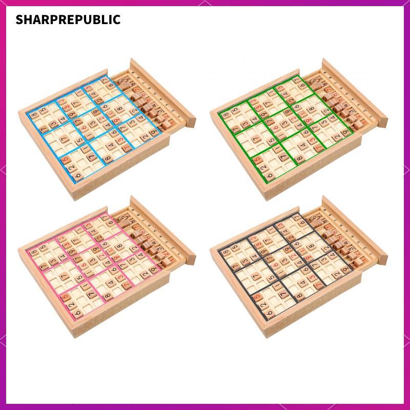 [Sharprepublic] ไม้ Sudoku กระดานของเล่นคณิตศาสตร์ปริศนา Montessori ของเล่นการเรียนรู้แบบพกพา Playse