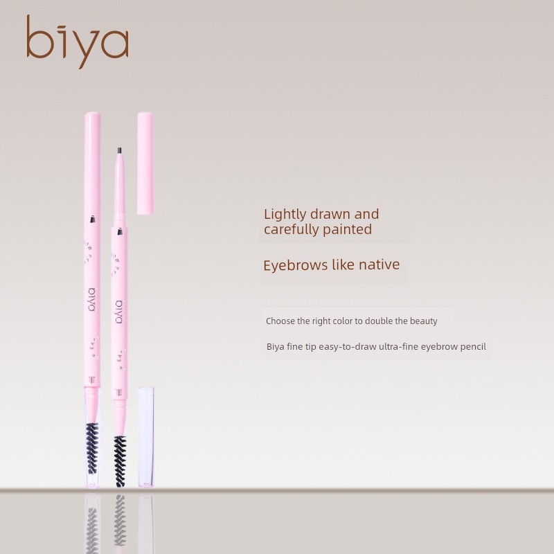 คิ้ว สอเขียนคิ้ว Biya Biya ดินสอเขียนคิ้วสองหัว Natural Fine ดินสอเขียนคิ้วกันน้ํา กันเหงื่อ Non-Tak