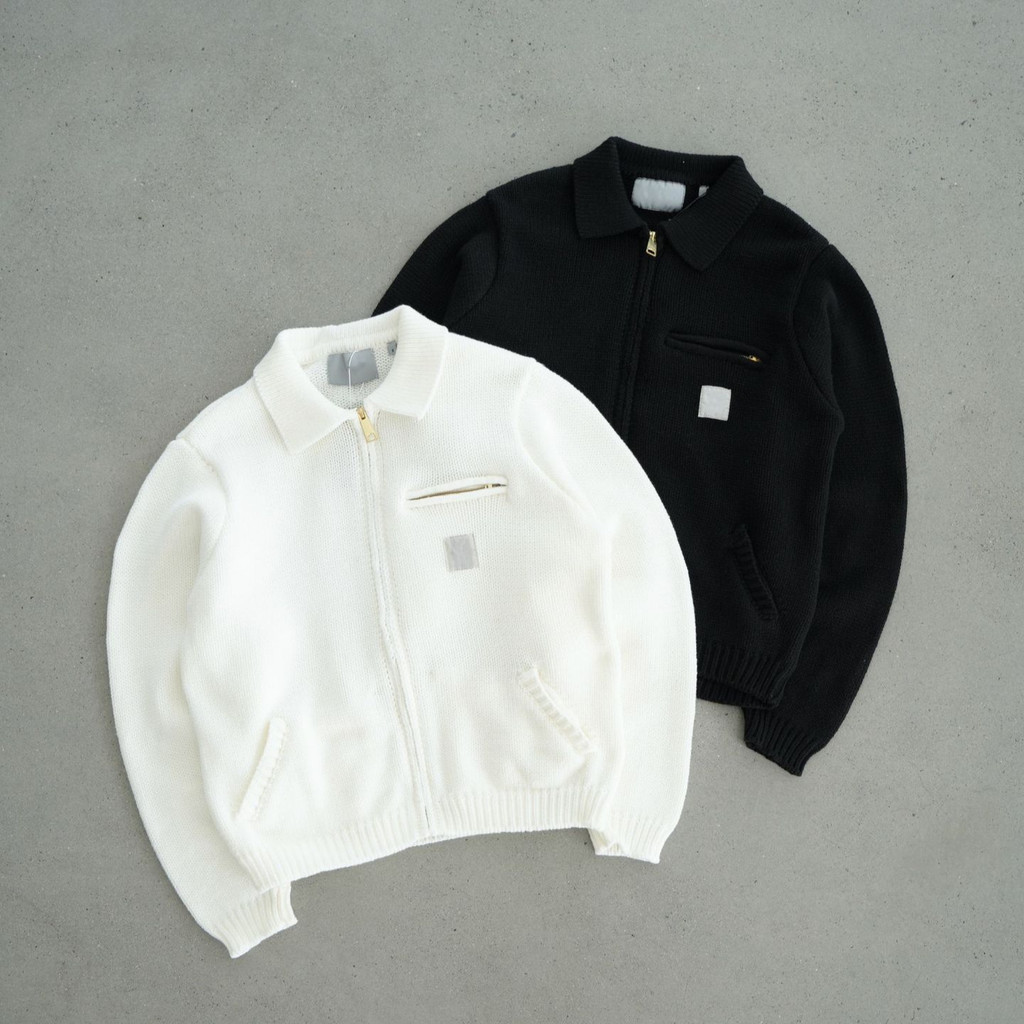 3PO1 Carh'''t Zipper Knitted Cardigan Autumn and Winter Classic logo Detroit Workwear Knitted Sweate