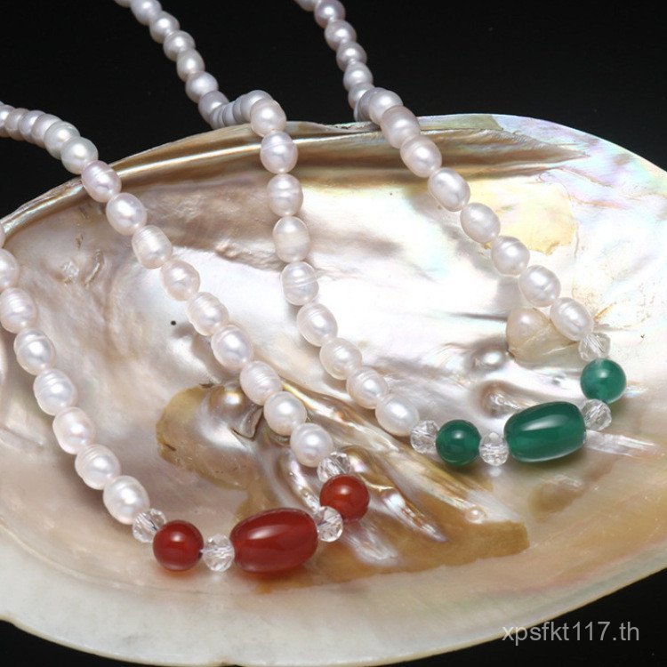 เครื่องประดับวันแม่ Pearl Water Drop สร้อยคอจี้โซ่ธรรมชาติ Agate Bone ของขวัญสําหรับแม่หญิง Chalcedo