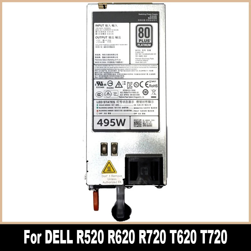 0N24MJ 03GHW3 สำหรับ DELL R520 R620 R720 T620 T720 แหล่งจ่ายไฟ 495W D495E-S0 F495E-S0 CN-0N24MJ CN-0