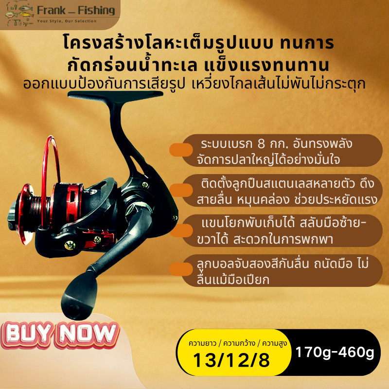 รีลปั่น DM หัวโลหะเต็มรูปแบบ ทนน้ำเกลือกันการเสียรูป เหวี่ยงไหลลื่น หนักเบาคำมั่นคง เหมาะตกปลาทะเล ล