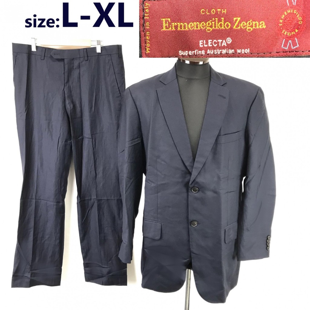USED/Made in Japan Ermenegildo Zegna Suit Set L-XL Men Navy Single Jacket/Pants