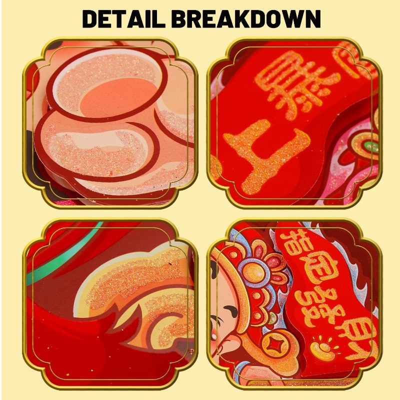 [เอชจีบี]4คู่2026ปีของสติกเกอร์ประตูม้า,กระดาษสีแดงมงคลตกแต่งด้วยพิมพ์สีทอง,กาวในตัวนํามาใช้ใหม่สําหรับปีใหม่จันทรคติ,เทศกาลฤดูใบไม้ผลิประตูหน้าตกแ - รูปที่ 7