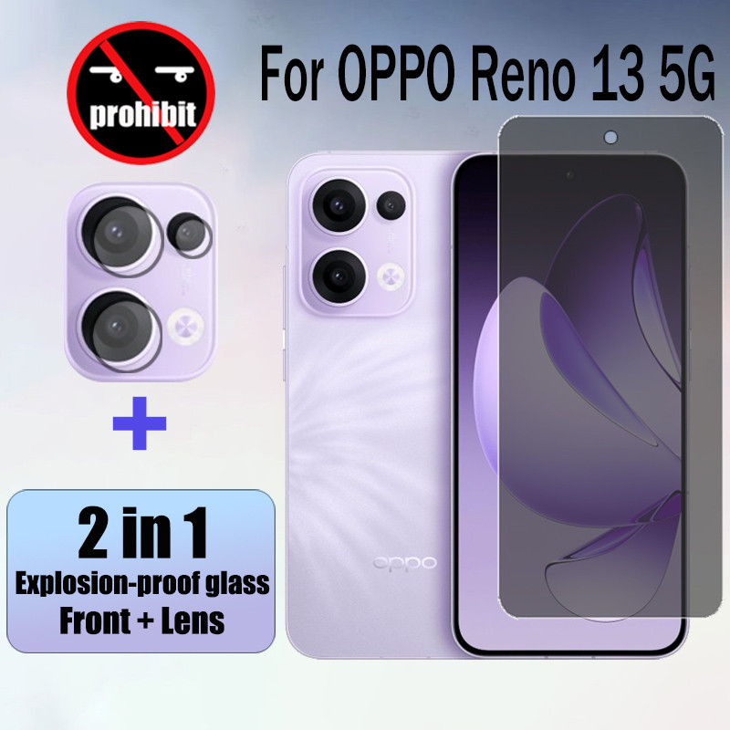 ฟิล์ม Reno 13 5G 2 in 1 กระจกนิรภัยส่วนตัว Anti-Spy คลุมทั้งหมดปกป้องหน้าจอ Anti Peek ฟิล์มความเป็นส่วนตัวสําหรับ OPPO Reno 14 13F 12 11 F 12F 11F 5G ฟิล์มกระจก & ฟิล์มกล้อง