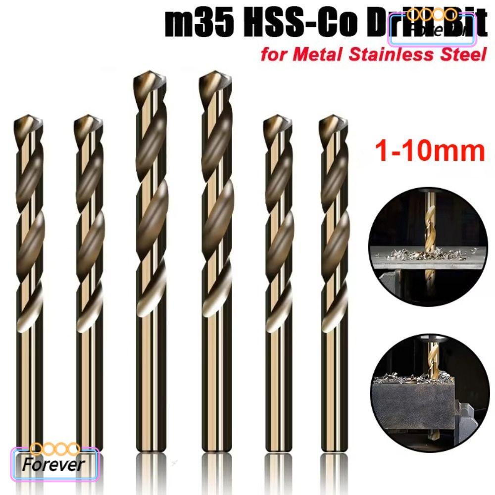 FOREVER Twist Drill, Round Shank 1mm-10mm Drill Bit, Straight M35 Cobalt Twist Drill Bit Stainless S
