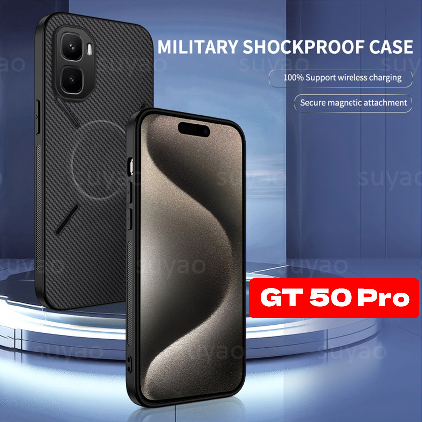 สําหรับ infinix GT 50 Pro 2026 เคสโทรศัพท์คาร์บอนไฟเบอร์แม่เหล็กหนังรูปแบบปลอก GT50Pro GT50 50Pro หรูหรากันกระแทกป้องกันปกหลัง