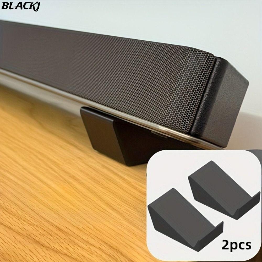 ฐานขาตั้ง Soundbar สีดํา 2 ชิ้น, ไรเซอร์อุปกรณ์เสียงพิมพ์ยกระดับ, ที่วางลําโพงมุมยกหลายยี่ห้อเข้ากันได้