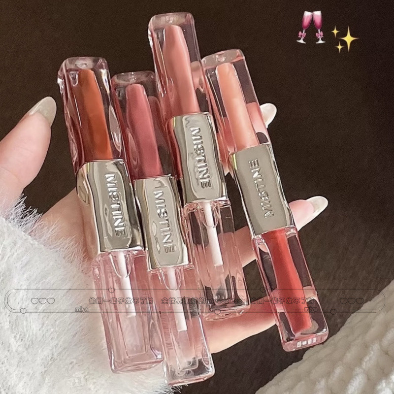 MISTINE ลิปกลอส กระจกสองหัว น้ำ แสง ลิปสติก สีนู้ด รูปที่ 3