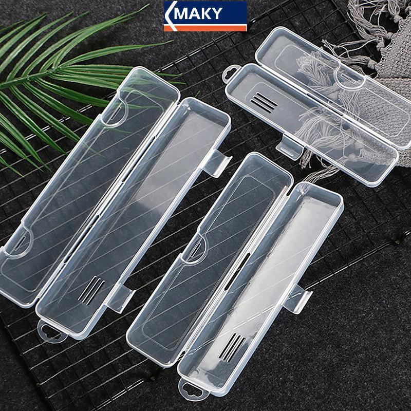 MAKY แบบพกพาแปรงแต่งหน้าดินสอเขียนคิ้วบนโต๊ะอาหาร Chopstis โปร่งใสพร้อมฝาปิดกล่องเก็บอุปกรณ์ครัว TH