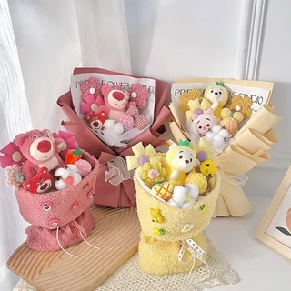 ตุ๊กตาช่อดอกไม้ น่ารัก ซินนาม่อนโรล แฮนด์เมด ของขวัญวันเกิด คริสต์มาส สําหรับแฟนสาว ถุงของขวัญ + ไฟสตริง