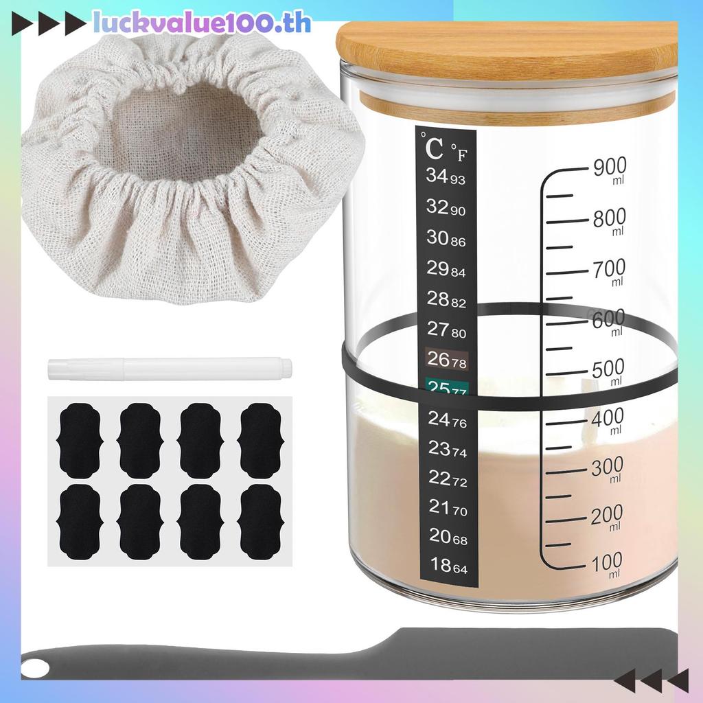 Sourdough Starter Jar Kit 900ml Sourdough Starter Container แก้วใส Sourdough Starter ถ้วยปากกว้างพร้