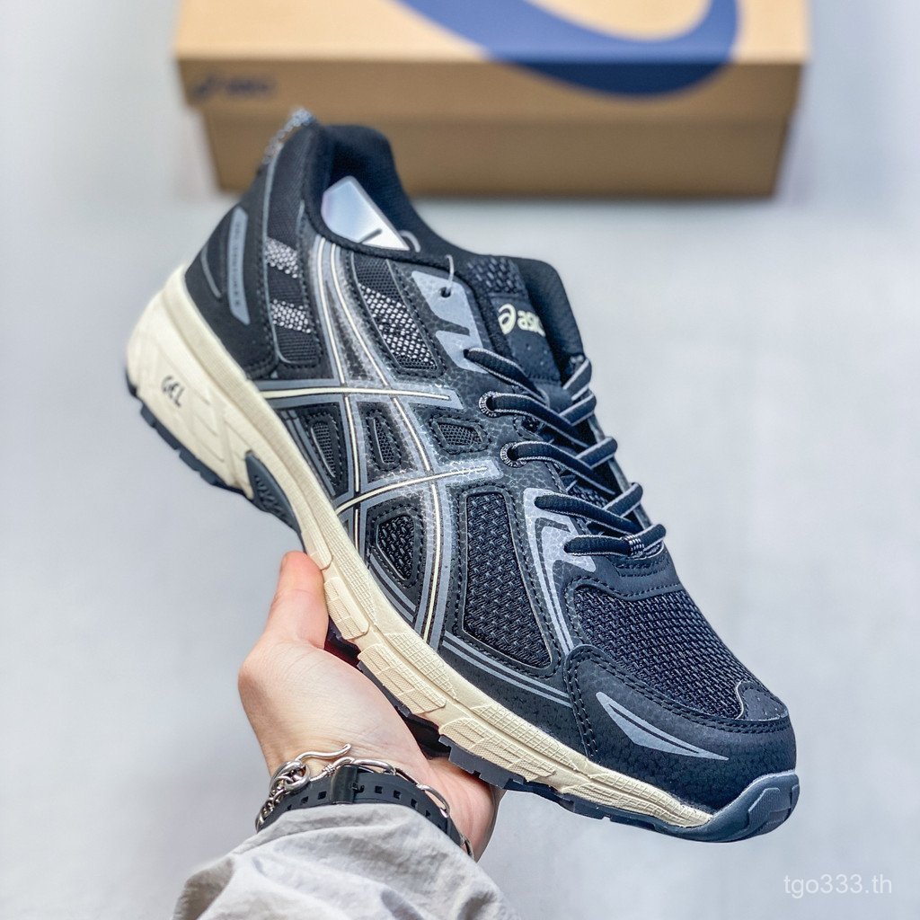 Gel-Venture 6 Grip Cushioning Low-Top รองเท้าวิ่งผู้ชายผู้หญิงสไตล์เดียวกันกีฬารองเท้า Real Shot AT4