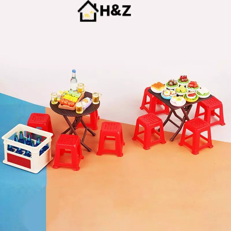 ชุดโต๊ะพับและสตูล 1:12 สำหรับบ้านตุ๊กตา thumbnail 9