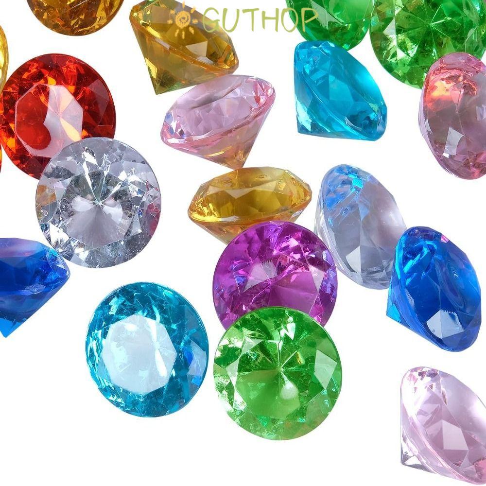 GUTHOP 10 ชิ้นอัญมณีอัญมณี,แจกันฟิลเลอร์เพชรคริสตัลหลากสี,25 มม.เพชรรูปทับกระดาษตกแต่งบ้านตกแต่งงานแต่งงาน