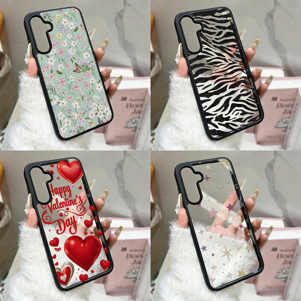 แมวการ์ตูน เคส For Samsung A57 A17 A06 A07 A16 A05S A05 A36 A55 A54 A15 A56 A35 A34 A25 S26 S24 อะคริลิกฝ้า เคสโทรศัพท์