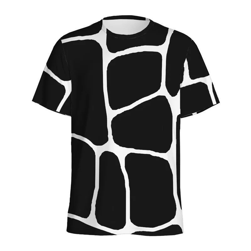 เสื้อยืดผู้ชายผู้หญิงลายยีราฟ ออกแบบพิมพ์ภาพสัตว์ 3D ทรงหลวมแขนสั้น สไตล์ STREET ขนาดใหญ่ สำหรับฤดูร้อน