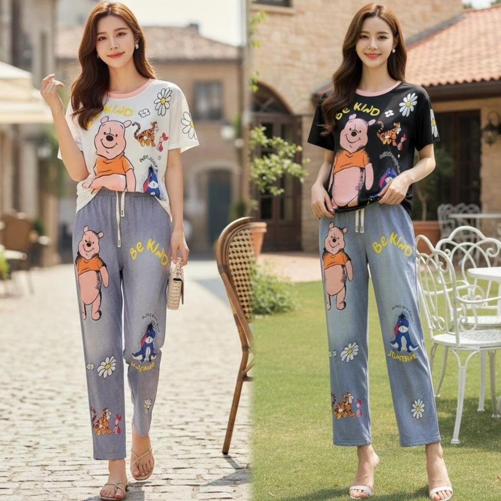 babypartys No.C211 ชุดเซ็ท2ชิ้น เสื้อ+กางเกง ลายหมีเหลืองดอกไม้ เสื้อผ้าแฟชั่น