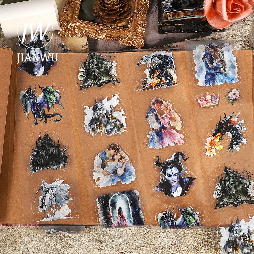 JIANWU 60 มม.* 200 ซม.VINTAGE ตัวอักษรปราสาทมังกรภูมิทัศน์วัสดุ Collage Scrapbooking PET เทป Creative Journal เครื่องเขียน