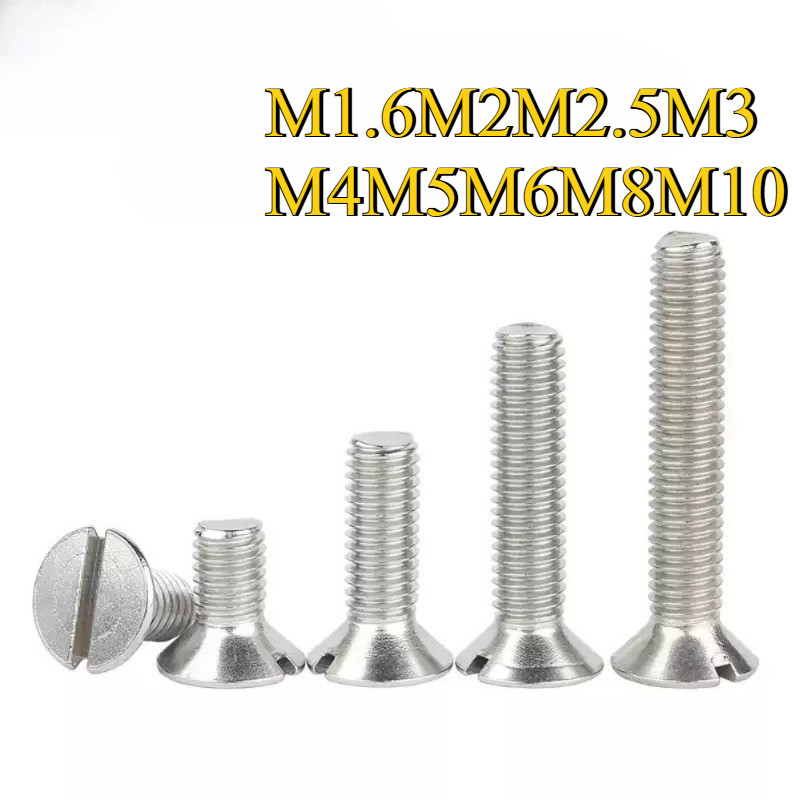 GB68 304 สแตนเลส one-word slot consunk หัวสกรู slotted แบนหัวสกรู M1.6M2M2.5M3M4M5M6M8M10KZP-MB
