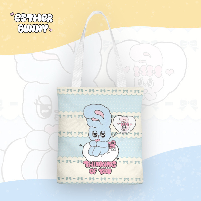 Esther Bunny‌ Canvas Bag One Shoulder Travel Bag Leisure Handbag Large Capacity Portable Shopping Bag - รูปที่ 2