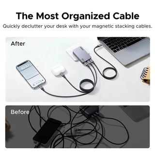 UGREEN สายชาร์จแม่เหล็ก 100W ชิป E-Marker ถ่ายโอนข้อมูล 480Mbps สำหรับ iPhone/Android รุ่น 55517