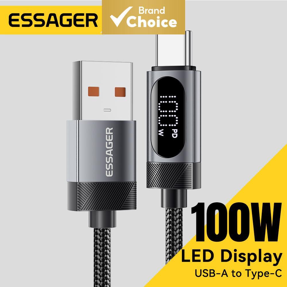 สายเคเบิล USB C ดิจิตอล Essager สําหรับ iPhone Xiaomi Huawei กําลังชาร์จเร็ว 100W PD สําหรับ Macbook iPad สายเคเบิล Type C เป็น Type C