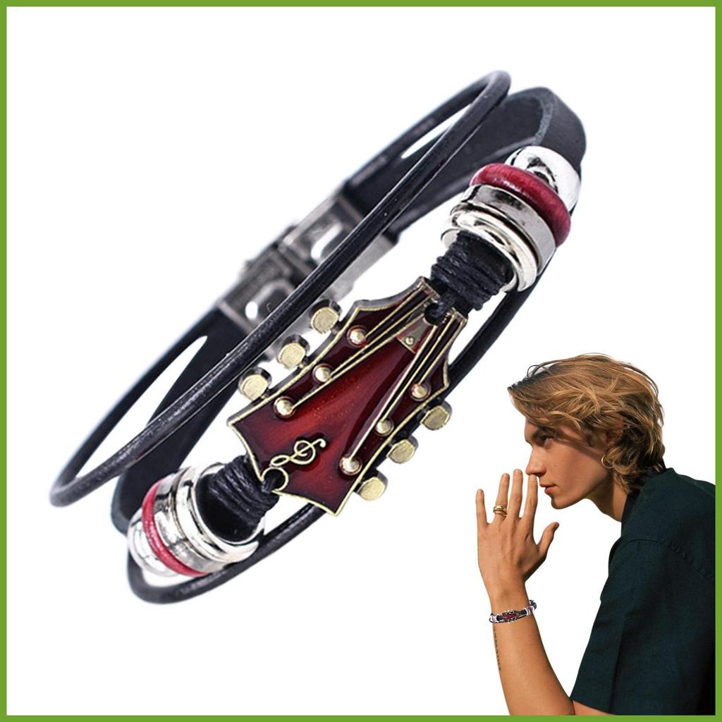 สร้อยข้อมือกีต้าร์ Rock สไตล์กีตาร์รูปร่างสายรัดข้อมือธีมเพลงเครื่องประดับแฟชั่น Hand-ทอ Multilayer สายรัดข้อมือ huizoth - รูปที่ 5