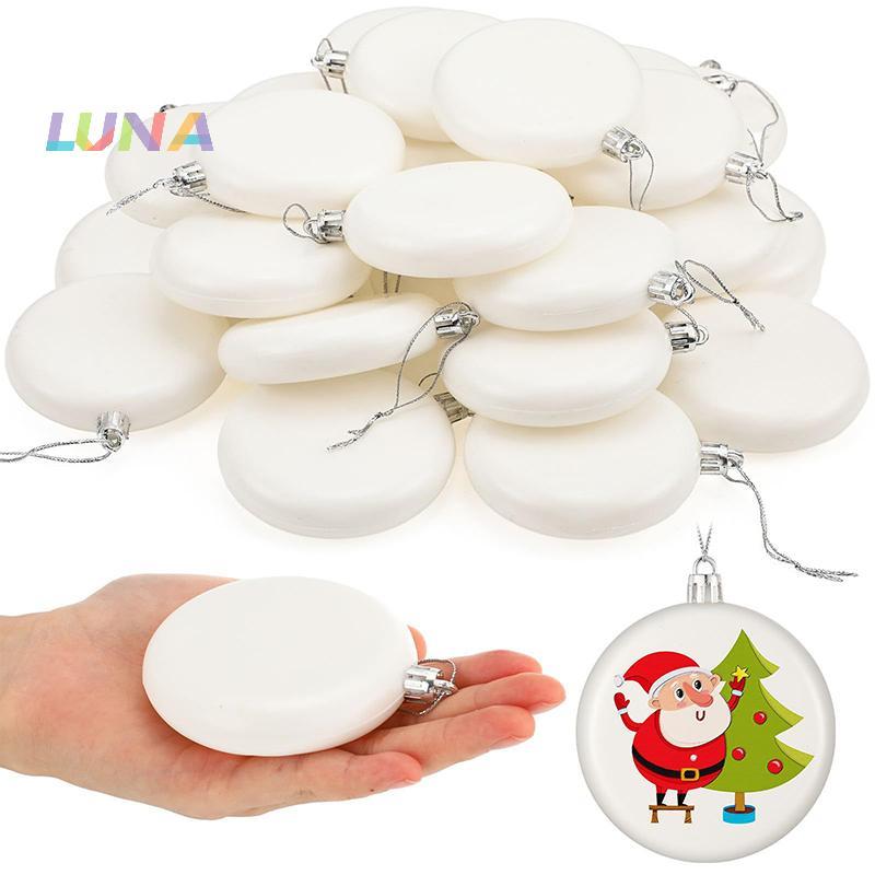 Danmiao111 12 ชิ้นคริสต์มาส nk White Ball เครื่องประดับ 3.15 นิ้วพลาสติกสีขาว Matte Flat Discs Ball 