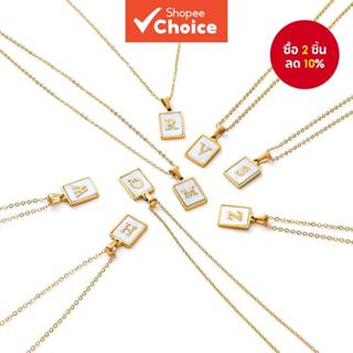 St.kunkka สร้อยคอจี้ตัวอักษรสีทองสแตนเลสสําหรับผู้หญิง AZ ตั…
