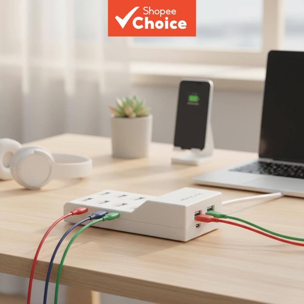 เครื่องชาร์จ 50W 10 ช่อง USB 5V 2.4A ที่ชาร์จ USB หลายช่อง สําหรับ Android, iPhone, แท็บเล็ต, หูฟัง,