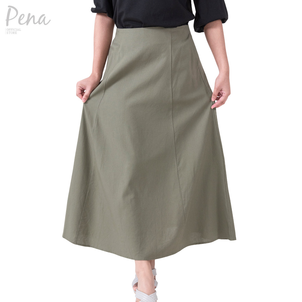 Pena house กระโปรงทรงเอยาว สีพื้น  PWSK112501 – โปรปัง