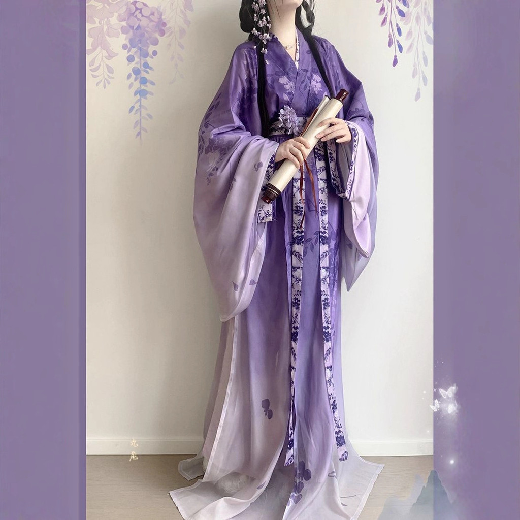 Hanfu หญิง cos เสื้อผ้า Warring States Robe Tail Cross Collar Fuxian Daily Set