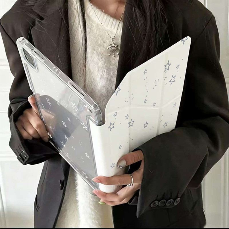 3 + Y พับพิมพ์ดาวสําหรับ Honor Pad X9a 11.5 นิ้ว V9 GT Pro 12.3 อะคริลิคฝาครอบปากกา Funda สําหรับ Ho