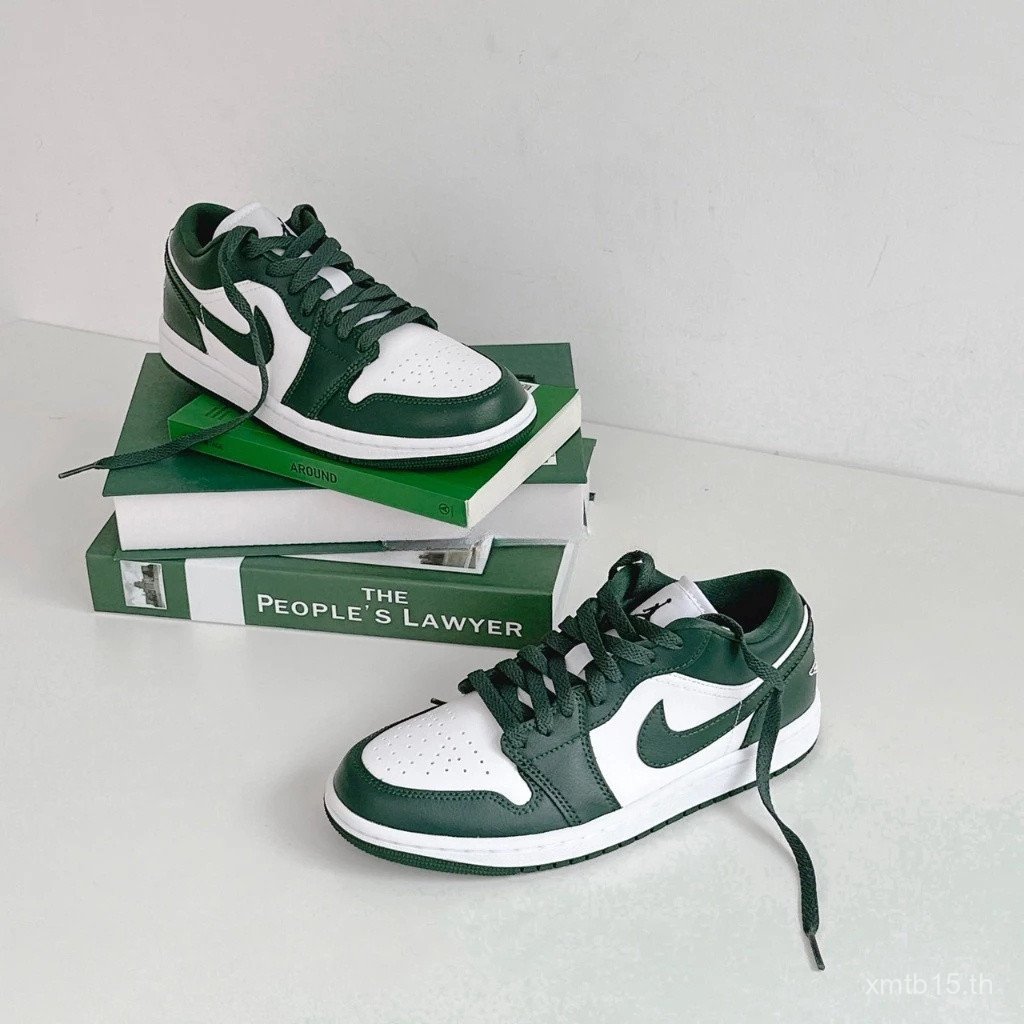 กุ้งผิวการเลือกพิเศษ Tsuk-N & K Air Jodan 1 Low White Olivwe Chic 绿 ตะกร้ารองเท้า DC0774-113 8BLC YE