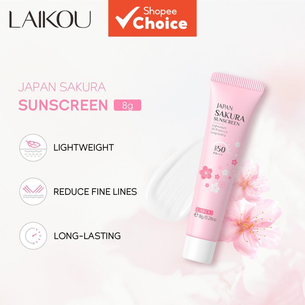 LAIKOU ครีมกันแดดซากุระ SPF50 PA+++ กันน้ํา กันแดด ป้องกันผิวไหม้แดด 8g