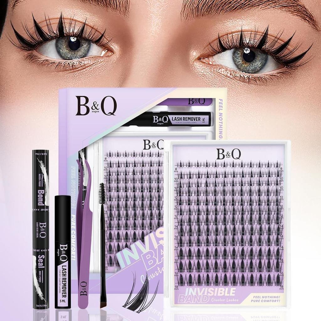 B&Q Fairy Lash Clusters Kit ธรรมชาติ Lashes Clusters Wispy ที่มองไม่เห็น Band มังงะ Lashes ส่วนบุคคล