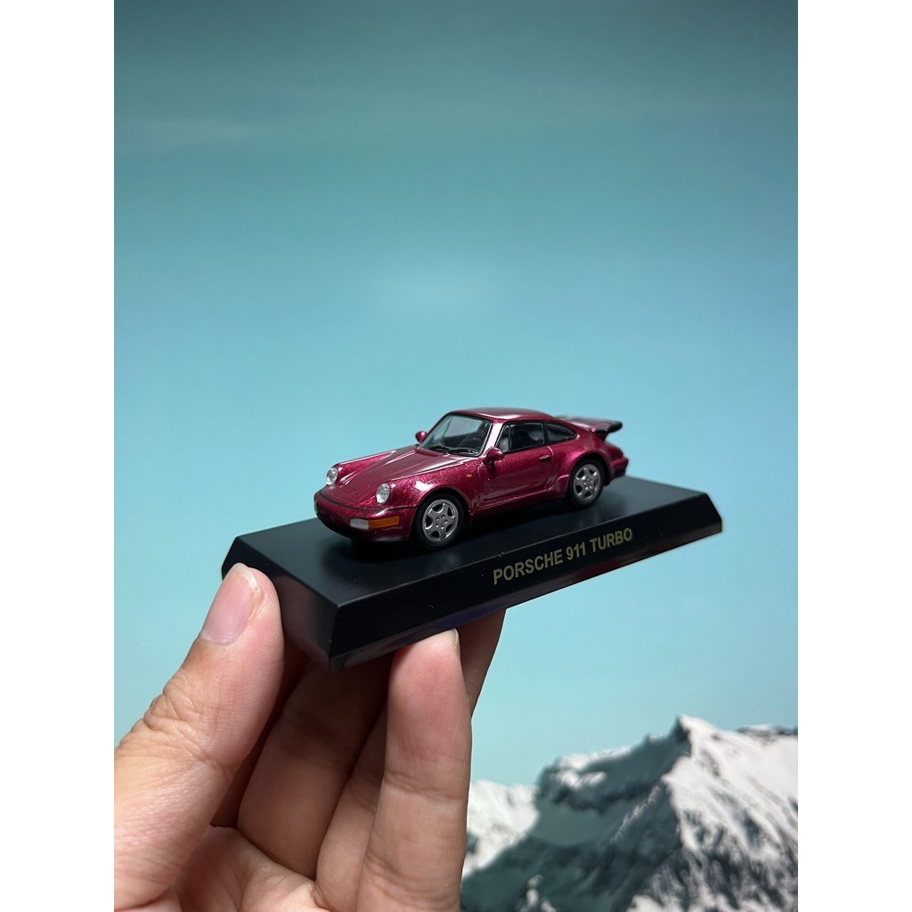 1/64 Jingshang kyosho PORSCHE 911turbo 964 Rose Red PORSCHE 911 TURBO พร้อมการ์ดไม่มีกล่องลักษณะของต