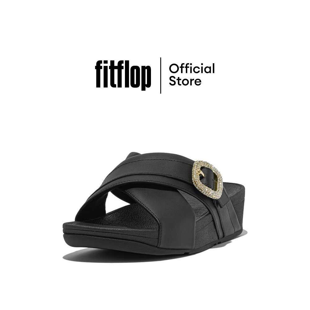FITFLOP LULU CRYSTAL-BUCKLE CROSS รองเท้าแตะผู้หญิง รุ่น HO1-001 สี BLACK