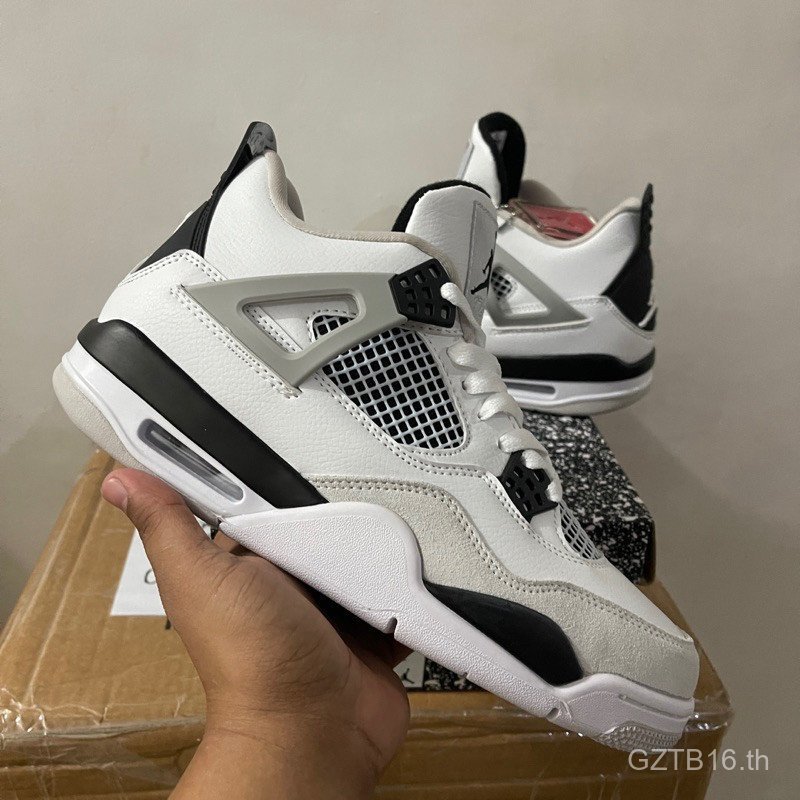 Jordan 4 Military Black and White Cement (ขนาดผู้ชาย) FRUP PEGU