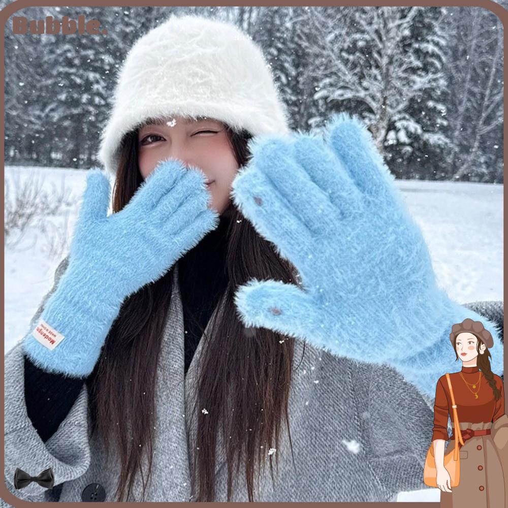 ถุงมือถักหนานุ่ม ออบอุ่นสำหรับฤดูหนาว สไตล์เกาหลี