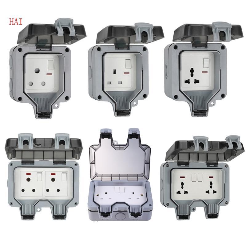 HAI ปลั๊กไฟกลางแจ้ง UK EU Plug Wall Socket ไฟฟ้า Receptacicle สําหรับ w Co