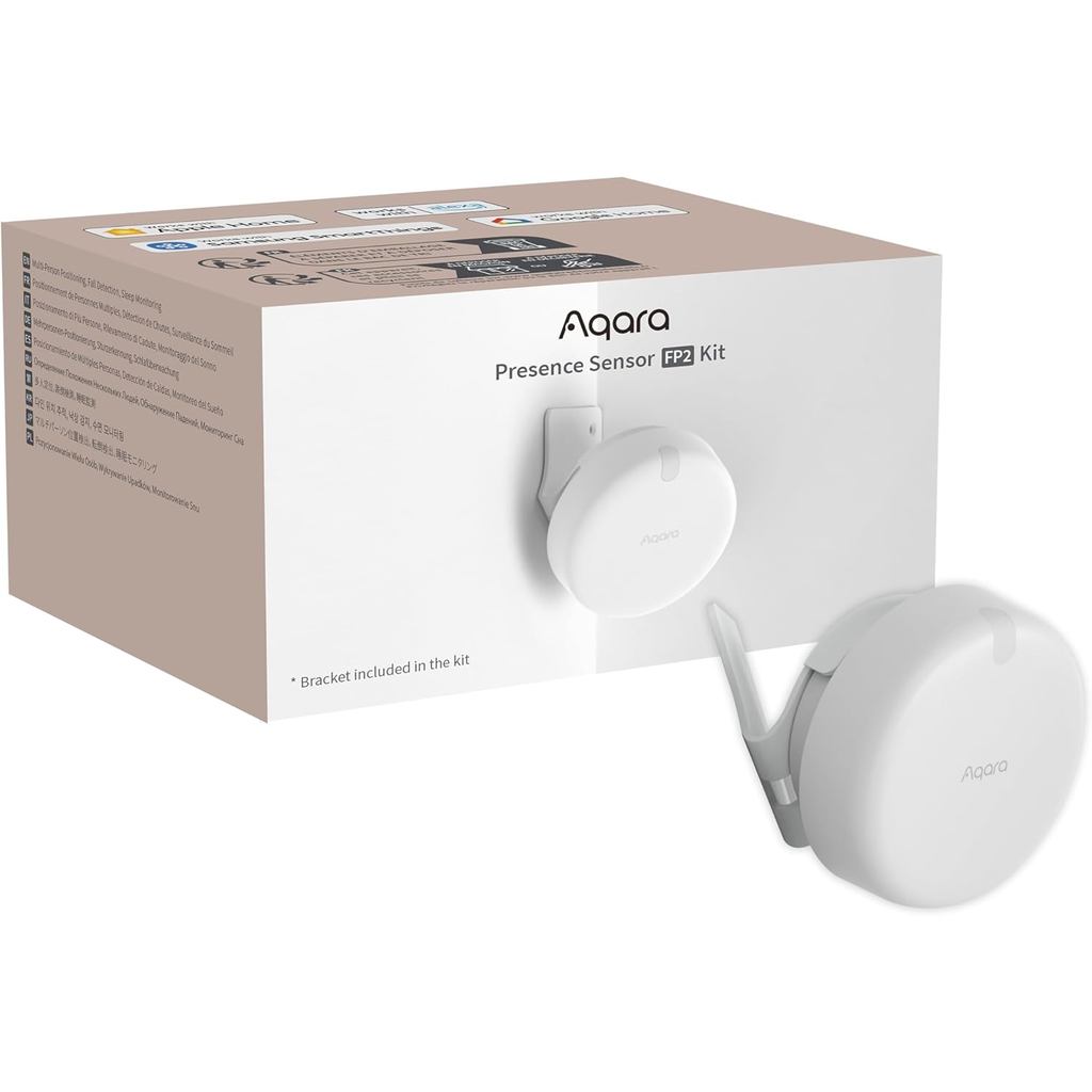 Aqara Presence Sensor FP2 ชุดวงเล็บ mmWave Radar Wired Motion Sensor, ตําแหน่งโซน, การตรวจจับหลายบุคคลและตก, รองรับ HomeKit, Alexa, และผู้ช่วยบ้าน, Wi-Fi 2.4 GHz