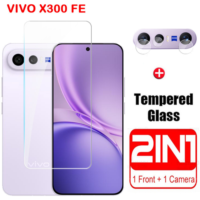 สําหรับ VIVO X300 FE 4G 5G 2026 ป้องกันหน้าจอคลุมทั้งหมดป้องกันกระจกนิรภัยสําหรับ VIVOX300FE X300FE ฟิล์มด้านหน้าเลนส์กล้อง