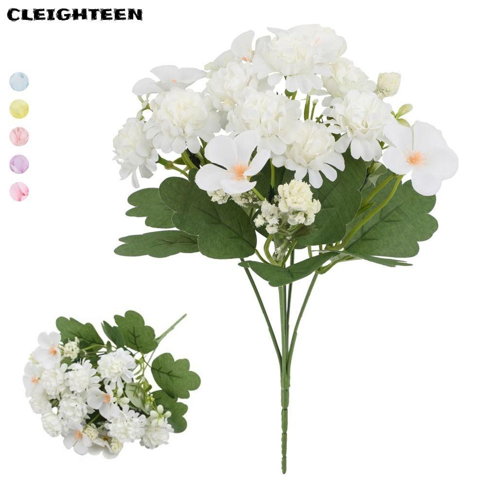 ดอกไม้ไฮเดรนเยียประดิษฐ์ CLEIGHTEEN จัดดอกไม้หลากสี ดอกไฮเดรนเยียปลอม เหมือนจริงพร้อมก้าน ดอกไม้ผ้าไหมสัมผัสจริง งานแต่งงาน