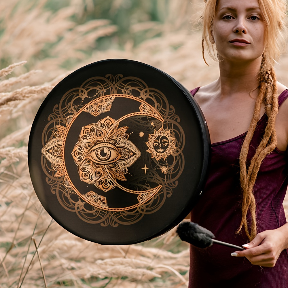 HYAN 1PC Shaman กลอง Tree Of Life ตกแต่งออกแบบ Handmade Shamanic กลองสัญลักษณ์ Siberian กลอง Spirit เพลงหนังไม้