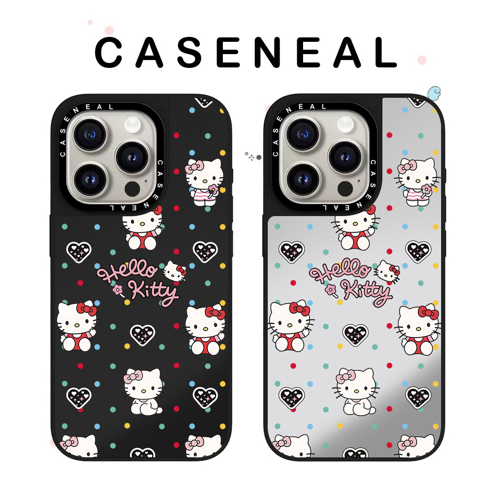 CASENEAL Wave Point Kitty Mirrorเคสโทรศัพท์โปร่งใสเหมาะสําหรับiPhone 17ProMax 17pro 17 air 16promax 16 15promax 15 14promax 13 13Promaxแฟชั่นAnti Drop Hard Case