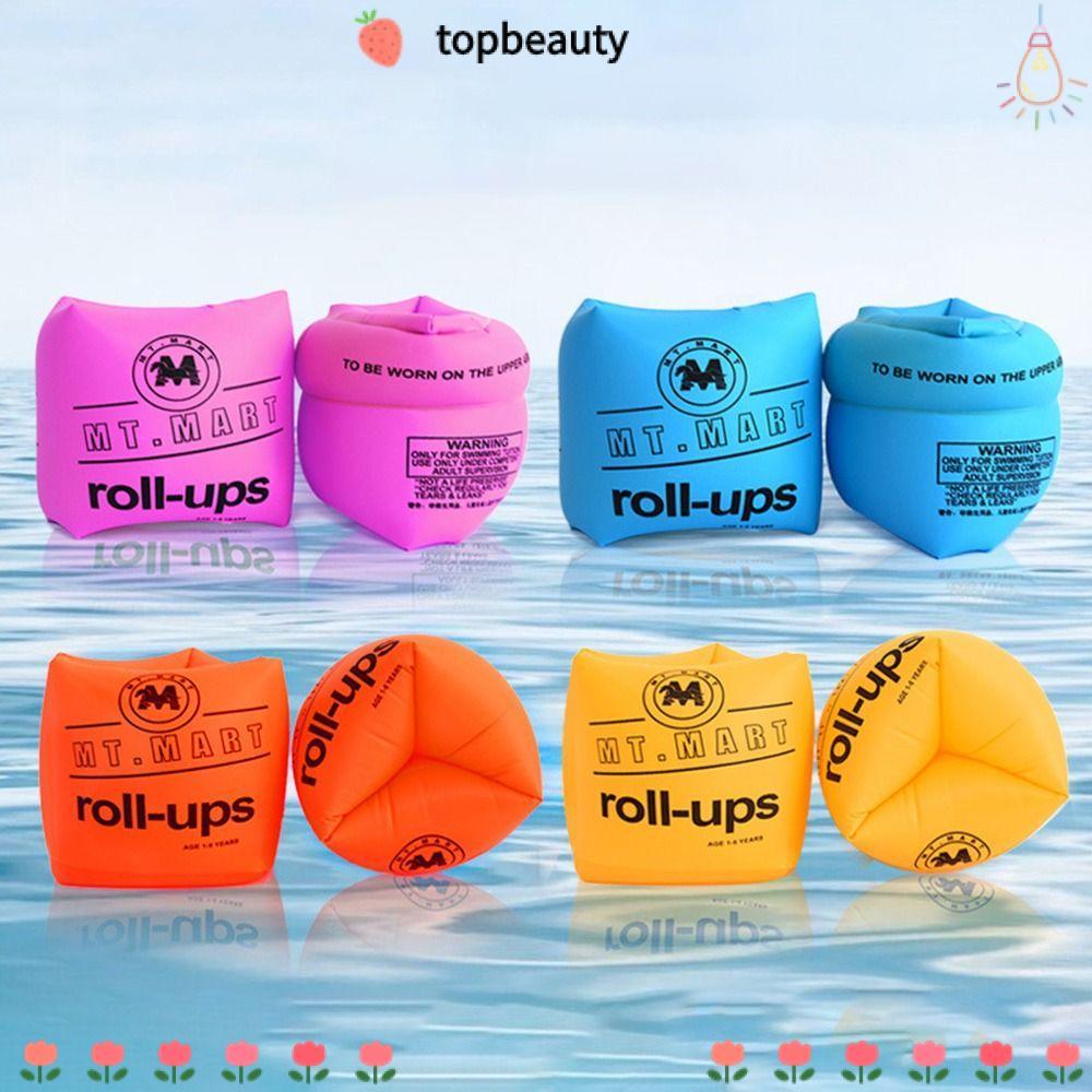 Topbeauty 2 ชิ้นปลอกแขนแหวนฝึกว่ายน้ําเด็กพองสระว่ายน้ําลอยว่ายน้ําวงกลม