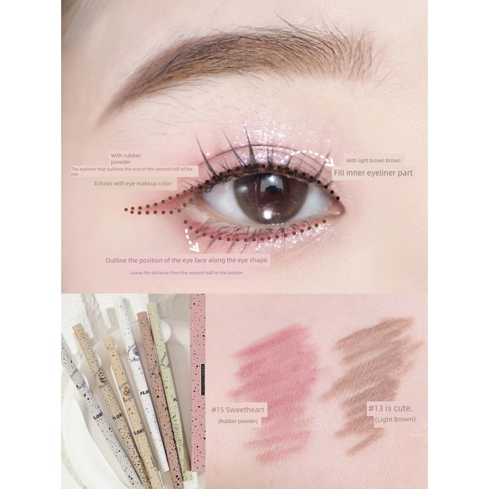 อายไลน์เนอร์กันน้ำ eyeliner อายไลเนอร์ Flortte Sเล็กน้อย Red Sweetheart Ultra-Fine Gel Eyeliner