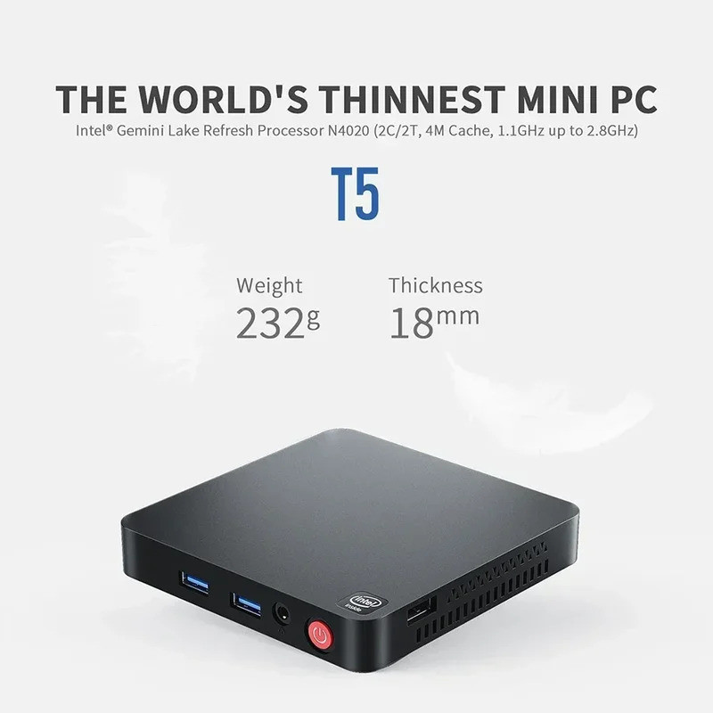 Beelink T5 Pro In processor n4020  PC 4GB DDR4 64GB eMMC WiFi bt5.0 dual 4K gamer pc vs T4 Pro